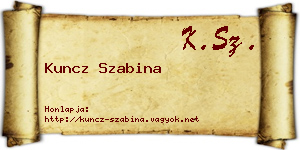Kuncz Szabina névjegykártya